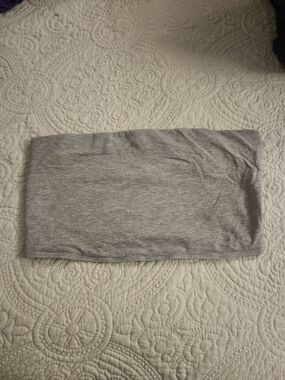 Divided Gray Strapless Crop Tube Top